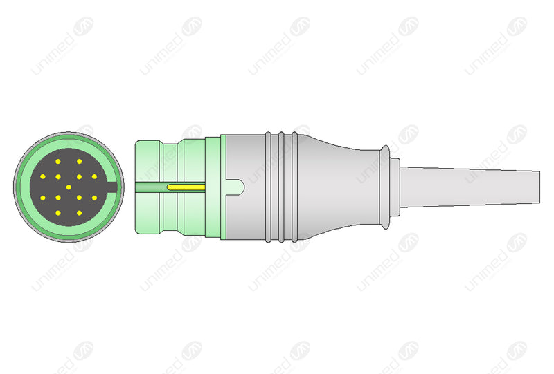 Mediana Compatible One Piece Reusable ECG Cable - AHA - 3 Leads Grabber