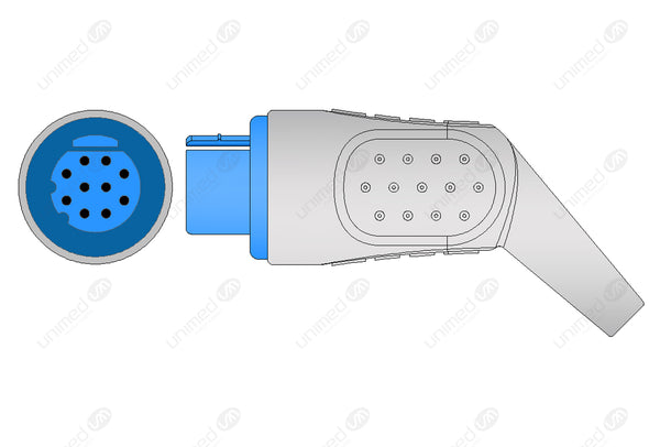 Datex Compatible ECG Trunk Cables - AHA - 3 Leads/Din Style 3-pin