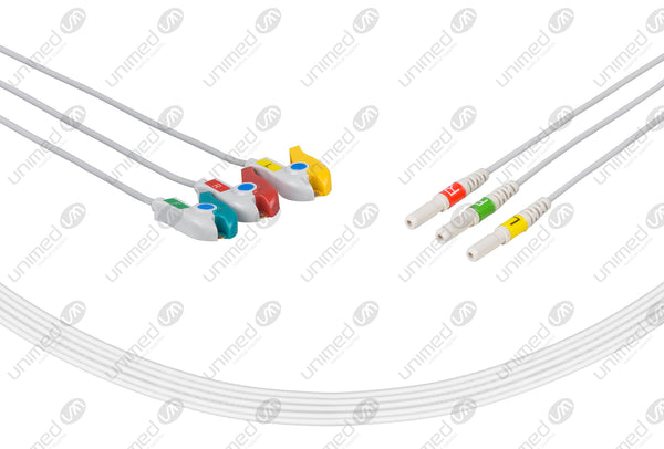 Din Compatible Reusable ECG Lead Wire - IEC- 3 Leads Grabber