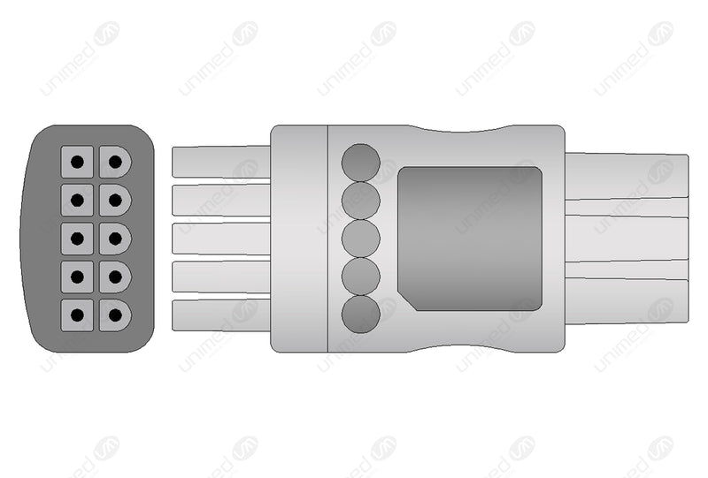 Datascope Compatible Reusable ECG Lead Wire - IEC - 5 Leads Snap