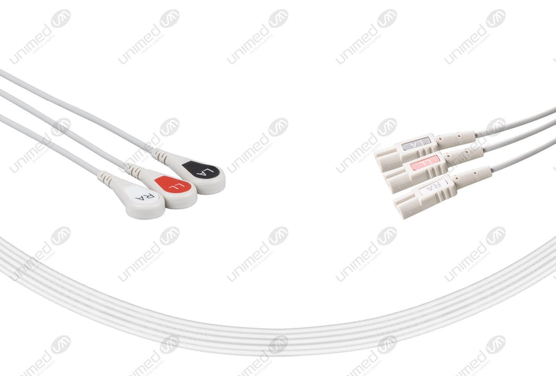 LL Compatible Reusable ECG Lead Wires 3 Leads Snap