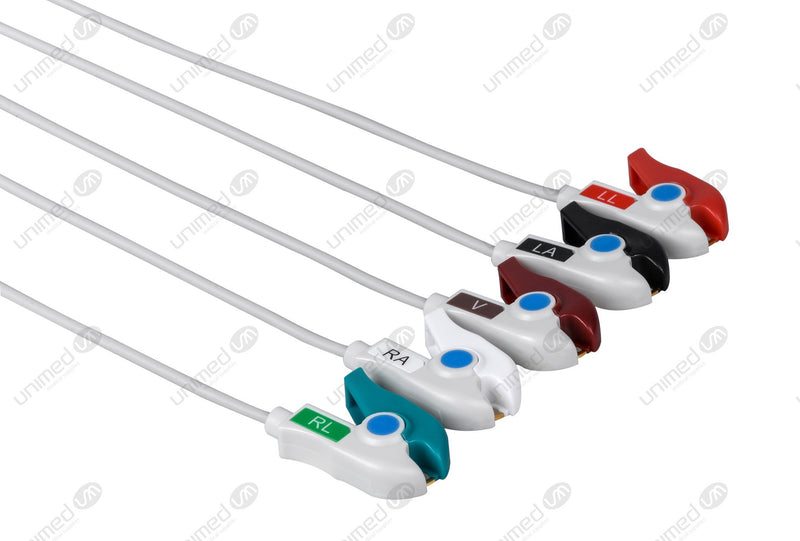 LL Compatible Reusable ECG Lead Wire - AHA - 5 Leads Grabber