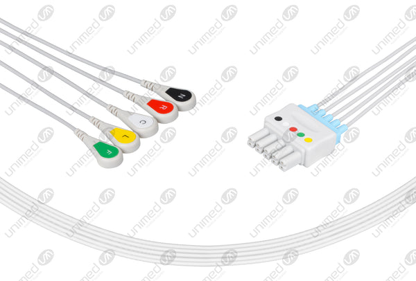 Siemens Compatible Reusable ECG Lead Wire - IEC - 5 Leads Snap