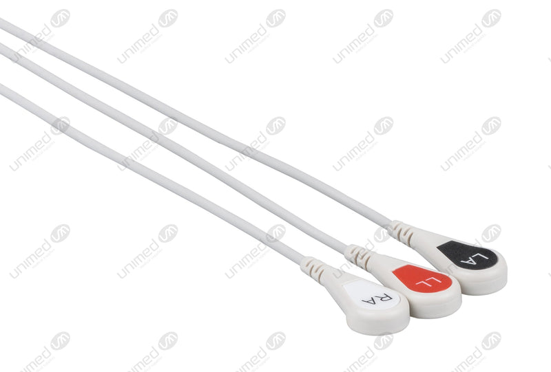 Siemens Compatible Reusable ECG Lead Wires - AHA - 3-Lead Snap with 5 connectors